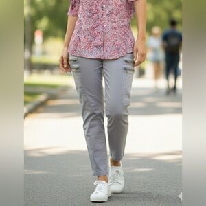 Nanette Lepore Gray Zip-Detail Cargo Ankle Pants - Size 10